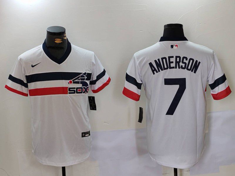 Men Chicago White Sox #7 Anderson White Throwback Game 2024 Nike MLB Jersey style 902->chicago white sox->MLB Jersey